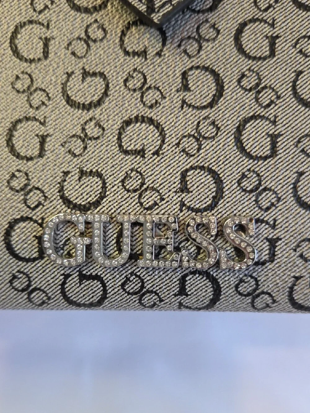 GUESS Gray Monogram Wristlet with Card Slot